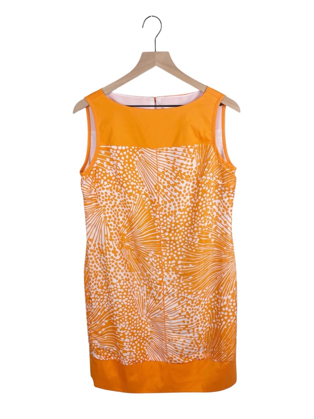 Doncaster Orange White Printed Shift Dress Size 6 Cotton Linen Silk Resortwear
